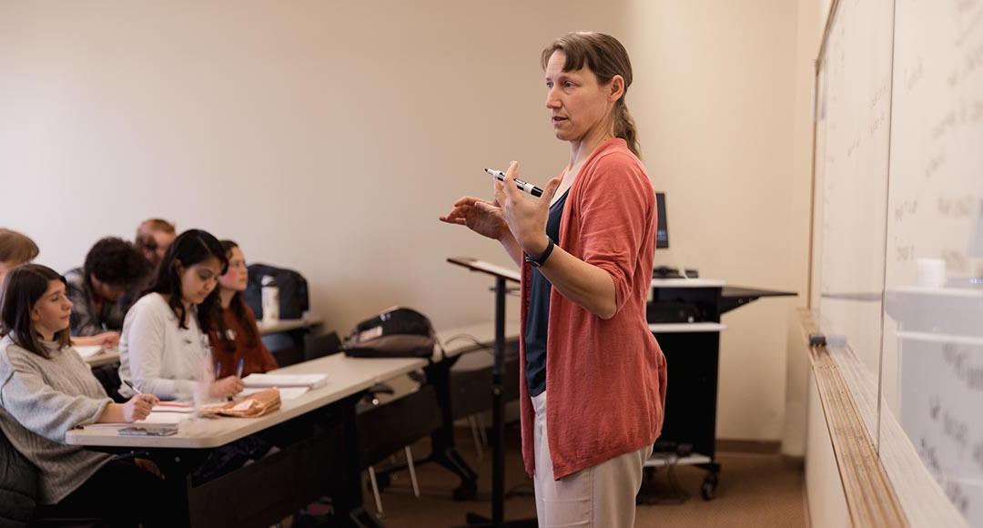 Dr. Jamie Spiering teaches during a class